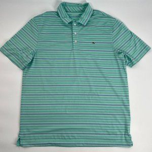 Vineyard Vines Performance Polo Golf Green Stripes Mens L